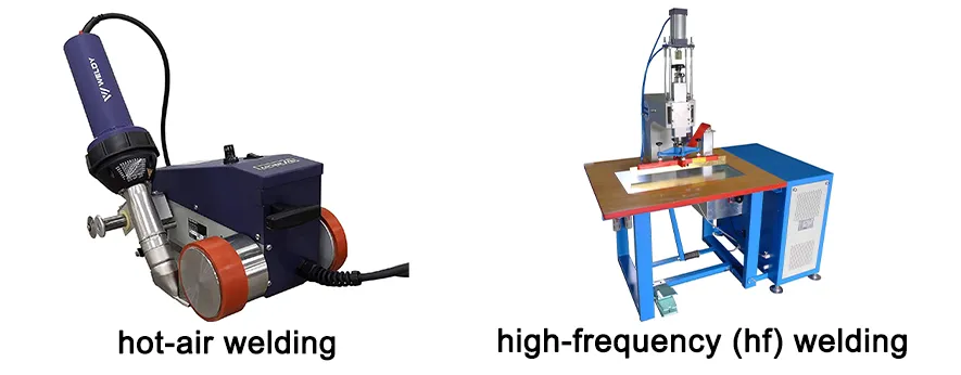 hot-air welding or high-frequency (hf) welding