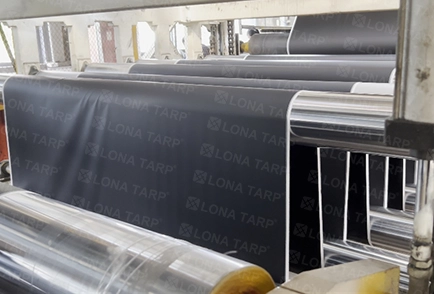 Black PVC-coated vinyl fabric