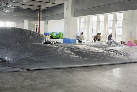 Gray PVC tarpaulin regular inspection and maintenance