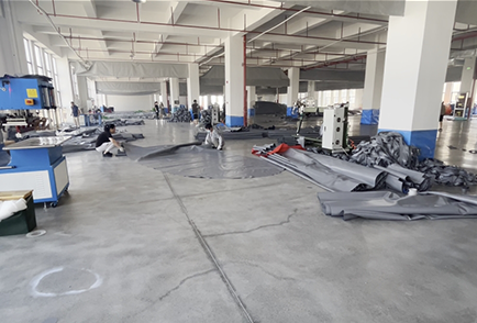 Workshop production of PVC tarpaulin