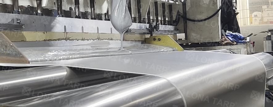 Knife-scraped PVC tarpaulin