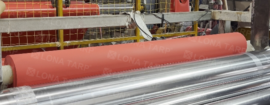 Red PVC tarpaulin
