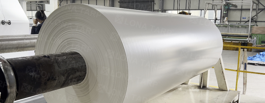 White PVC tarpaulin roll