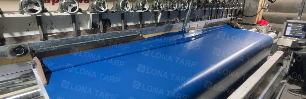 Blue PVC scraper tarpaulin