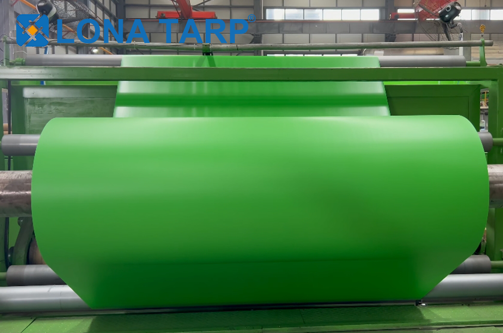Green PVC tarpaulin roll