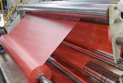 Red PVC tarpaulin