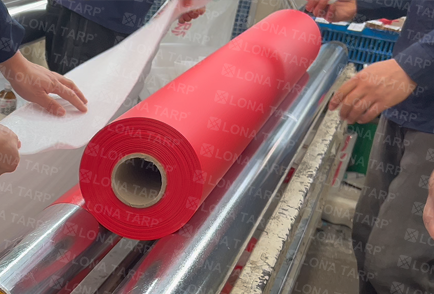 Red tarpaulin roll