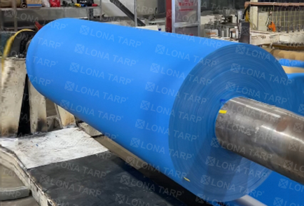 Blue PVC tarpaulin roll